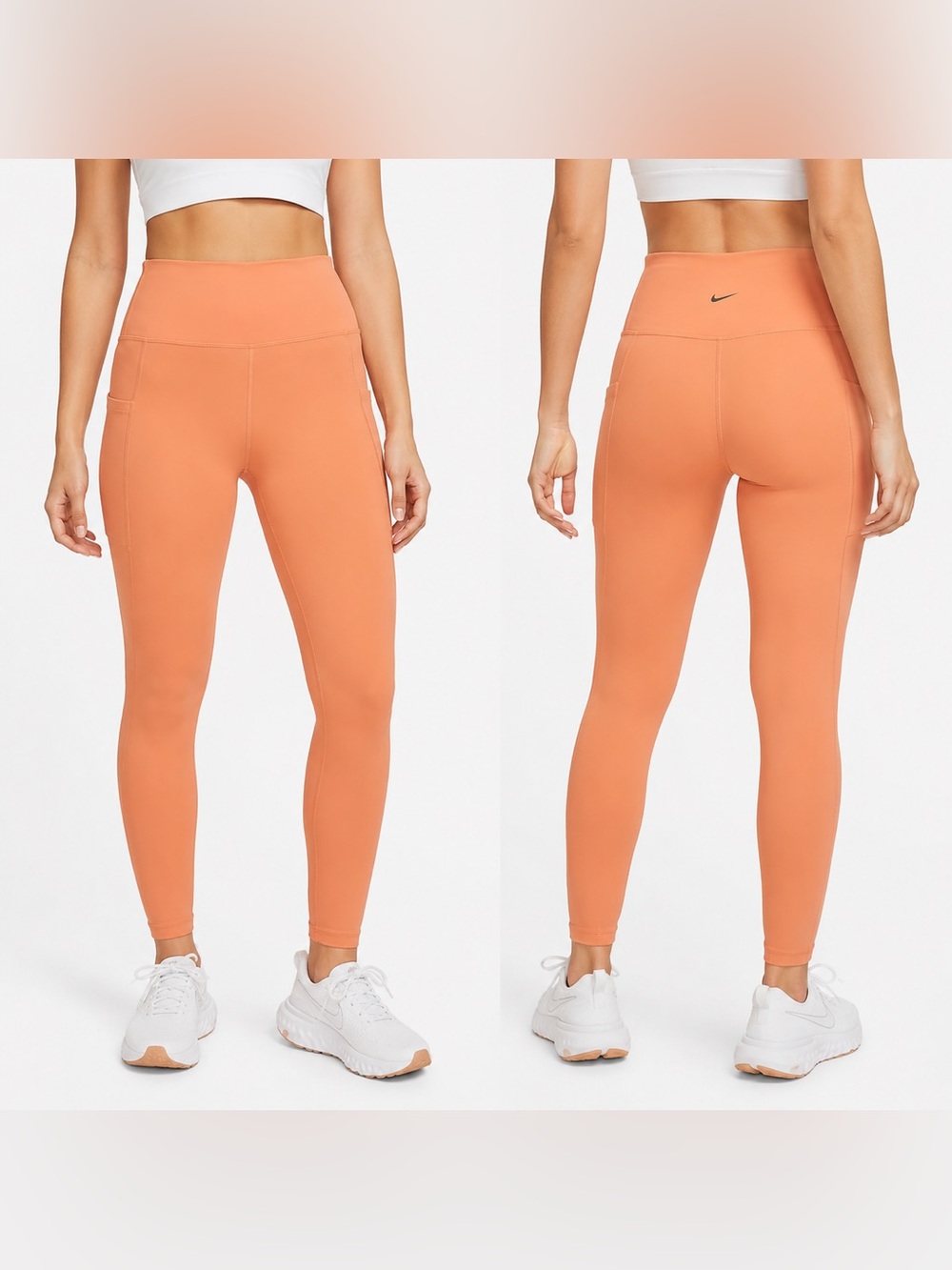 Nike One Dri-FIT High Rise Leggings XL Orange Peach Side Pockets